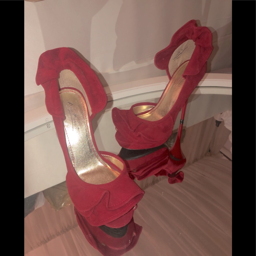 Red suede heels